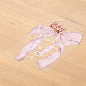 Modern Dusty Pink Bow Princess Quinceanera アクリル招待状 (レイダウン)