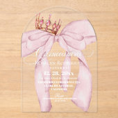 Modern Dusty Pink Bow Princess Quinceanera アクリル招待状 (正面)