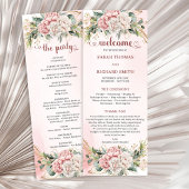 Modern Dusty Pink Flowers Greenery Wedding Program プログラム