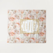 Modern dusty pink gold floral wedding backdrop タペストリー (正面(横))