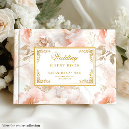 Modern Dusty Pink Ivory Gold Wedding Guest Book ゲストブック
