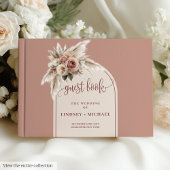 Modern Dusty Pink Pampas Arch Wedding Guest Book ゲストブック
