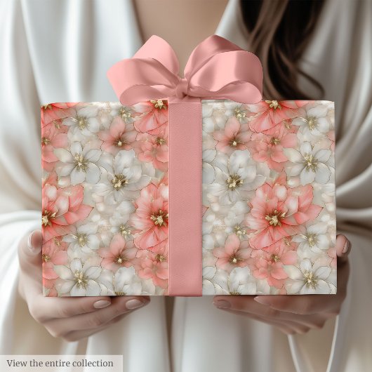 Modern dusty rose and gold 70th birthday wrap ラッピングペーパー