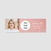 Modern Dusty Rose Botanical Photo Script   名札 (正面)