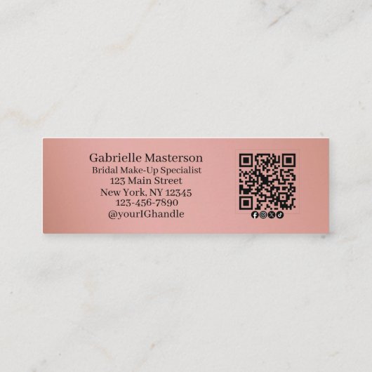 Modern Dusty Rose Botanical Photo Script QR Code コーリングカード (裏面)