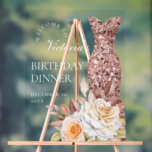 Modern Dusty Rose Fabulous 40th Birthday Women アクリルサイン (ニュートラル)