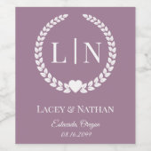 Modern Dusty Rose Mauve Monogram Initials  ワインラベル (シングルラベル)