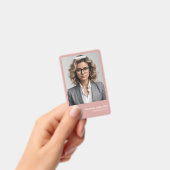 Modern Dusty Rose Personalized Employee Photo Logo バッジ (Handheld)