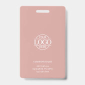 Modern Dusty Rose Personalized Employee Photo Logo バッジ (Back)