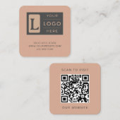 Modern Dusty Rose QR Code Minimalist Custom Logo スクエア名刺 (正面/裏面)