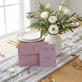 Modern Dusty Rose Script Kindly Reply Wedding 出欠カード