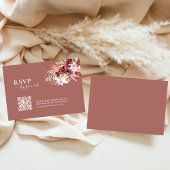 Modern Dusty Rosewood & Blush QR Code Wedding RSVP