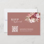 Modern Dusty Rosewood & Blush QR Code Wedding RSVP (正面)