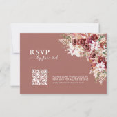 Modern Dusty Rosewood & Blush QR Code Wedding RSVP (正面)