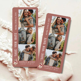 Modern Dusty Rosewood Photo Strip Save the Date  招待状