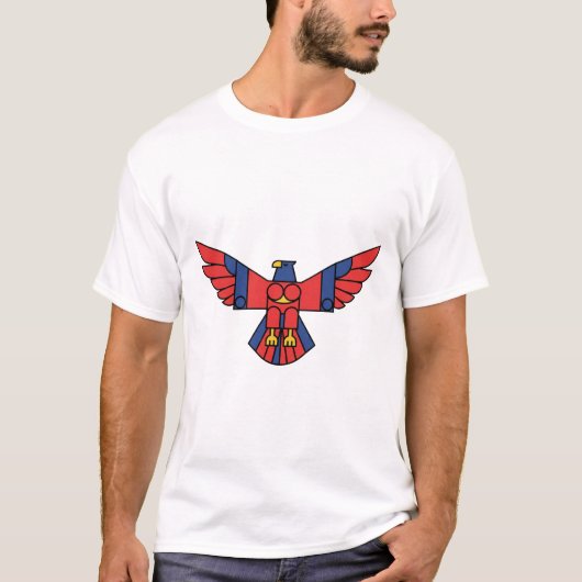 Modern Eagle – Geometric Flight in Bold Primary Co Tシャツ (正面)