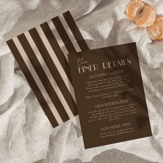 Modern Earth Brown Classy Fancy Wedding Details エンクロージャーカード