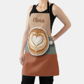 Modern Earth Tone Heart Latte Barista エプロン (インサイチュ)