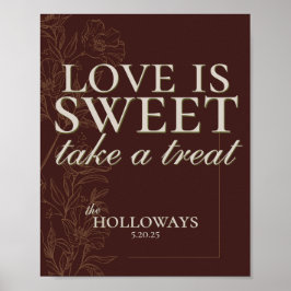  Modern Earth Tone Treat Wedding Table Sign ポスター