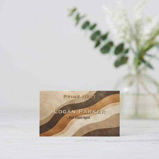 Modern Earth Tones Real Estate Agent Business Card 名刺 (スタンド正面)