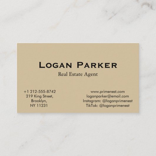 Modern Earth Tones Real Estate Agent Business Card 名刺 (裏面)
