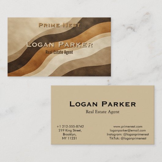 Modern Earth Tones Real Estate Agent Business Card 名刺 (正面/裏面)