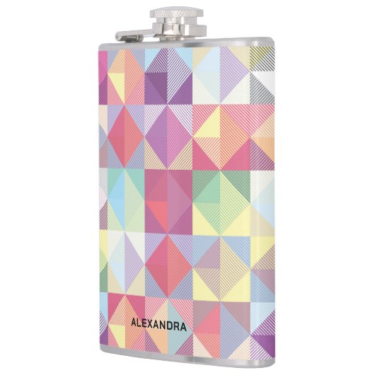 Modern Earthtone Geometric Pattern With Name フラスク (左)