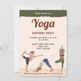 Modern Earthy Boho Yoga Women Birthday Party 招待状