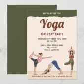 Modern Earthy Boho Yoga Women Birthday Party 招待状 (正面/裏面)