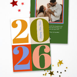 Modern Earthy Bold Year Blocks Happy New Year シーズンカード