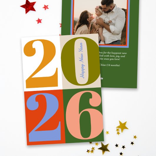 Modern Earthy Bold Year Blocks Happy New Year シーズンカード