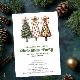 Modern earthy Christmas tree leopard design invite 招待状
