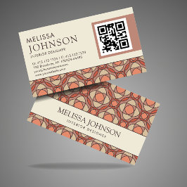 Modern Earthy Mosaic Interior Designer QR Code 名刺