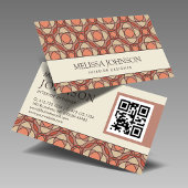 Modern Earthy Mosaic Interior Designer QR Code 名刺
