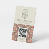 Modern Earthy Mosaic QR Code Pedestal Sign 台座サイン (正面)