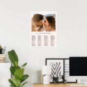 Modern Earthy Neutral Photo Wedding Seating Chart ポスター (ホームオフィス)