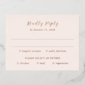 Modern Earthy Neutral Wedding Foil RSVP Card 箔招待状ポストカード (正面)