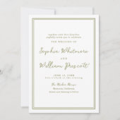 Modern Earthy Olive Green Wedding Invitation 招待状 (正面)