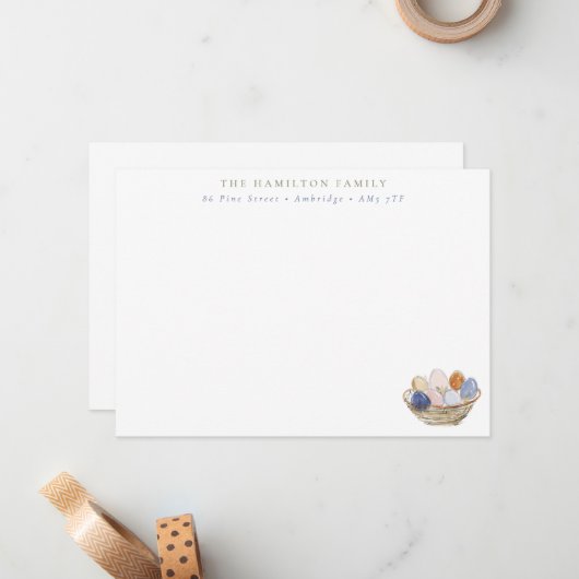 Modern Easter Eggs Family ノートカード (正面/裏面インサイチュ)