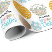 Modern Easter Eggs Pattern Customized Name  ラッピングペーパー (ロールコーナー)