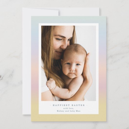 Modern Easter Family Photo Card | Soft Pastels シーズンカード (正面)