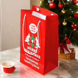 Modern Editable Business Logo Christmas スモールペーパーバッグ