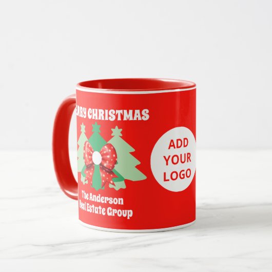 Modern Editable Business Logo Christmas Holiday マグカップ (正面左)