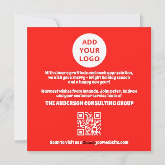 Modern Editable Business Logo QR Code Christmas シーズンカード (裏面)