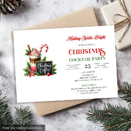 Modern editable Christmas cocktails party invite 招待状