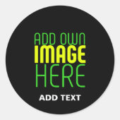 MODERN EDITABLE CUTE BLACK IMAGE TEXT TEMPLATE BAG ラウンドシール (正面)
