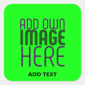 MODERN EDITABLE NEON GREEN IMAGE TEXT TEMPLATE BAG スクエアシール (正面)
