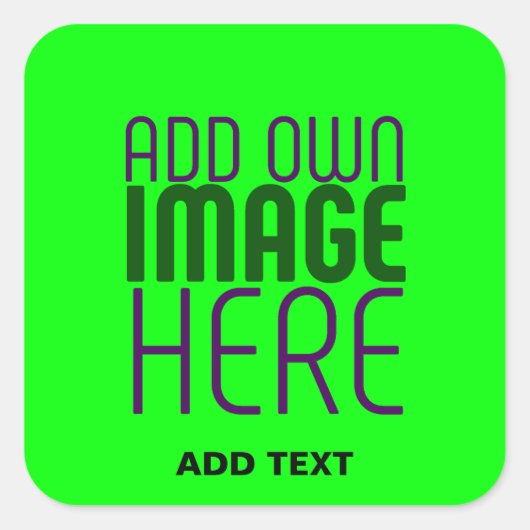 MODERN EDITABLE NEON GREEN IMAGE TEXT TEMPLATE BAG スクエアシール (正面)
