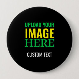 Modern Editable Simple Black Image and Text Design 缶バッジ