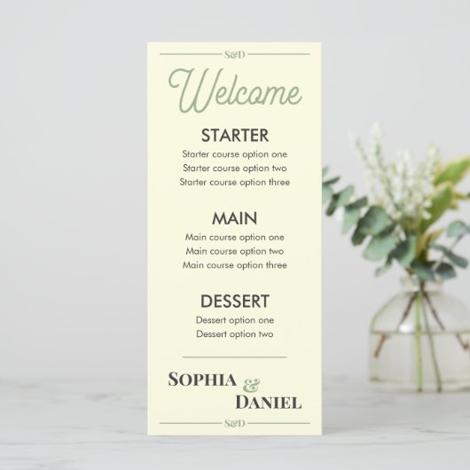 Modern Editable Wedding Menu メニュー (スタンド正面)